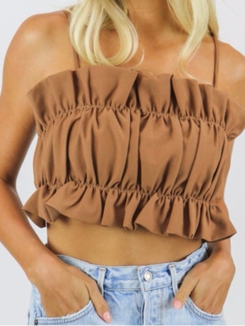 Line & Dot Marina Ruffle Top from Revolve